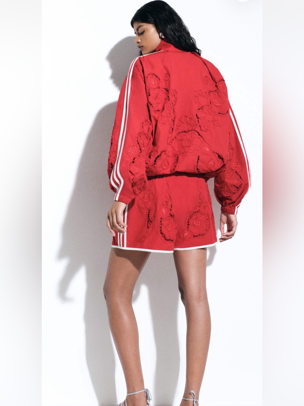 adidas Originals × ASOS oversized cutwork track jacket in red